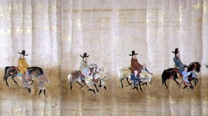 Sjette koreanske ambassade til Japan i Meireki 1 på tidspunktet for Tokugawa Ietsunas arvefølge i 1651, muligvis af Kano Masunobu (1625-94) (rullemaleri) (detaljer) af Japanese School