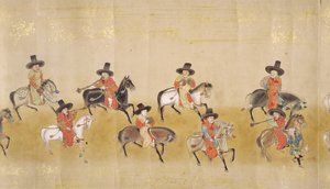 Sjette koreanske ambassade til Japan i Meireki 1 på tidspunktet for Tokugawa Ietsunas arvefølge i 1651, muligvis af Kano Masunobu (1625-94) (rullemaleri) (detaljer) af Japanese School