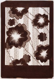 Stencil: Hibiscus blomster og pilegrene (papir) af Japanese School