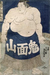 Sumo Wrestler (farvet træsnit) af Japanese School