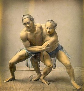 Sumobrydere, ca. 1880 af Japanese School
