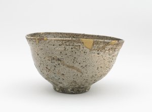 Teskål, Edo-periode, 18.-midten af 1800-tallet (stentøj med hvid slip børstet under træ-aske glasur) af Japanese School