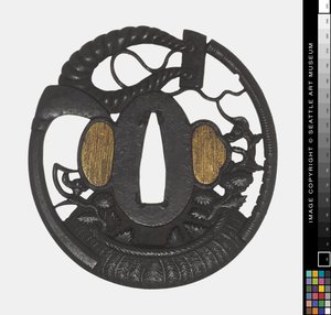 Tsuba: Blomster, Le, Reb, tidlig 18 århundrede (jern) af Japanese School