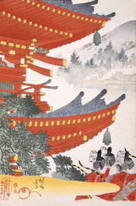 Warriors Depart, fra et album af træsnit fra det 19. århundrede (træblok i farver) af Japanese School