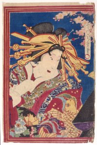 farve træsnit (blæk) af Japanese School