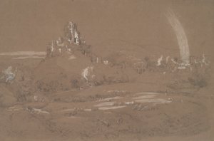 Korfu slot og by fra Cromwell-gravene af Jasper Francis Cropsey