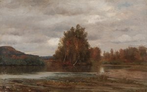 Grå dag på Esopus af Jasper Francis Cropsey