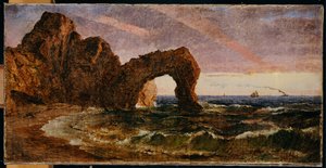 Solnedgang ved Etretat, 1894 af Jasper Francis Cropsey