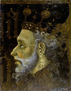 Alfonso V af Aragon dit le Magnanime - Alfonso V (1396-1458), konge af Aragon - Maleri af Jaume (Jaime) Mateu (1382-1452) - 1427 - Tempera på panel - 56,3x45,3 - Nationalmuseet for kunst i Catalonien , Barcelona