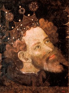 Peter IV af Aragon, detalje af et tempera på træ af Jaume Mateu