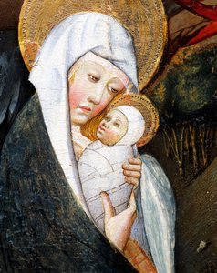 Mary and Child, detalje fra Flight into Egypt, altertavle fra Verdu