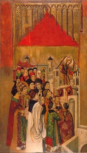 Apparition of Saint Michel at the Chateau Saint Angedani af Jaume Huguet