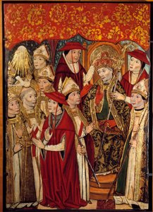 Valget af Saint Fabien til Papaute (236 til 250). Maleri af Jaime Huguet (1415-1492) af Jaume Huguet