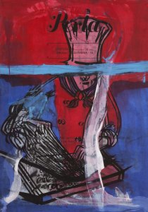 Bomb Pop Chef, 2016 (mixed media på akvarelpapir monteret på panel med opskrift på bagsiden) af Jay Batlle