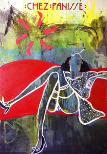 Chez Panisse, 2012 (mixed media på akvarelpapir monteret på panel med opskrift på bagsiden)