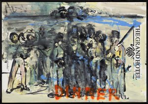 Middag, 2010 (mixed media på akvarelpapir monteret på panel med opskrift på bagsiden) af Jay Batlle