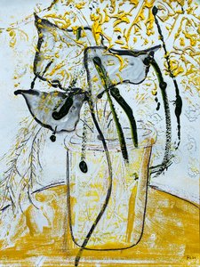 Fleur De Sel No. 08 Gold Black White Monotype, 2021 (olie på papir) af Jay Batlle