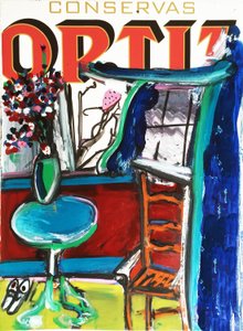 Orbitz, 2017 (mixed media på akvarelpapir monteret på panel med opskrift på bagsiden) af Jay Batlle