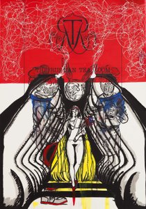 Russian Tea Bag Room, 2015 (mixed media på akvarelpapir monteret på panel med opskrift på bagsiden) af Jay Batlle