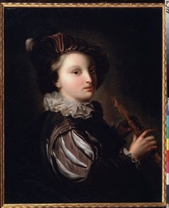 ""The Young Page With A Mirliton"" (Page With A Reed Pipe) Maleri af Jean Alexis Grimou (1678-1733) 18. århundrede. Rokoko. Olie på lærred. Pushkin-museet i Moskva