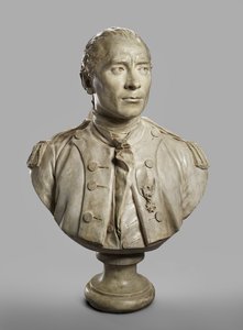 Portrætbuste af John Paul Jones, modelleret 1780, støbt 1787-89 (gips med terracotta maling) af Jean Antoine Houdon