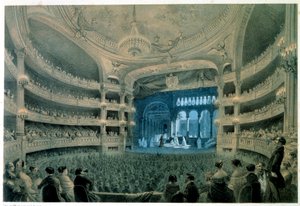 Udsigt over teatersalen i Opera Garnier (musikakademiet). Litografi af Jean Baptiste Arnout (1788-1870). 19. århundrede. Paris, B.N. af Jean Baptiste Arnout