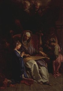 Sankt Anne læser jomfruens rulle, ca. 1700 (olie på lærred) af Jean Baptiste Jouvenet
