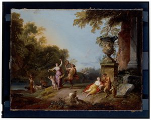 Nymfer og satyrer i et flodlandskab af Jean-Baptiste Lallemand