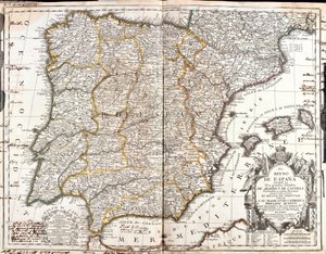Kort over Kongeriget Spanien (gravering af Jean Baptiste Nolin