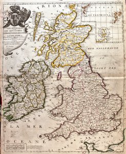 Kort over kongerigerne England, Skotland og Irland (Storbritannien) (Gravering