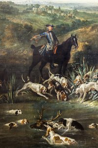 Ludvig XV på hjortejagt i skoven Saint-Germain,1730 (olie på lærred)