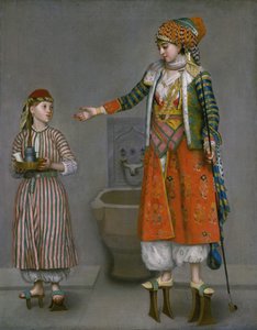 En dame i tyrkisk kjole og hendes tjener af Jean-Étienne Liotard