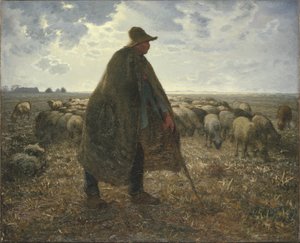 Hyrde, der passer sin flok af Jean-Francois Millet