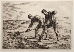 The Diggers (ætsning) af Jean-Francois Millet