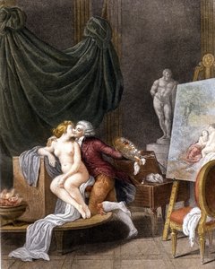 Schall: en galant scene mellem maleren og hans model.