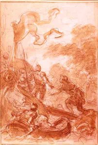 Orlando forlader øen (kridt og vask på papir) af Jean Honore Fragonard