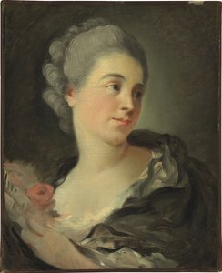 Portræt af Marie Therese Colombe - Maleri af Jean Honore Fragonard (1732-1806), olie på lærred, 49x40 cm - (Portræt af Marie-Therese Colombe, olie på lærred af Jean-Honore Fragonard) - Privat samling af Jean Honore Fragonard
