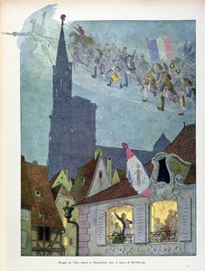 Claude Joseph Rouget de Lisle (1760-1836) synger Marseillaise hjemme hos Dietrich, Strasbourgs borgmester, den 26. april 1792, illustration fra 