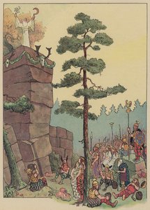 Druider fejrer en festival ved Maennelstein, Alsace (farve litho) af Jean Jacques Waltz
