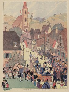 Modtagelse af kong Charles X af Frankrig i en landsby ved Bas Rhin, Alsace af Jean Jacques Waltz
