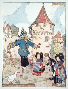 Politimandens uniform, karikatur af befrielsen af Alsace