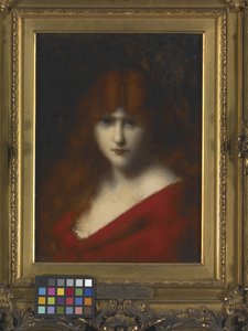 Kvindehoved (olie på træ) af Jean-Jacques Henner