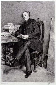 Alexandre Dumas fils (1824-95), fransk romanforfatter og dramatiker, graveret af A Mongin (stik) af Jean Louis Ernest (after) Meissonier