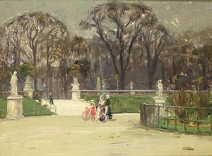 I Jardin du Luxembourg (olie på lærred) af Jean Louis Lefort