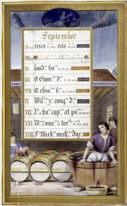 September: høsten og jomfruens tegn - i "" Facsimile of the Hours of Anne of Bretagne"" af Jean Bourdichon