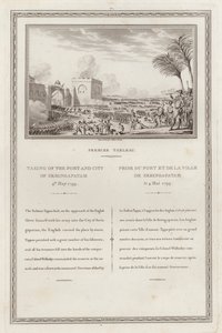 Tilfangetagelse af fortet og byen Seringapatnam af den britiske, fjerde Anglo-Mysore-krig, Indien af Jean (after) Duplessi Bertaux