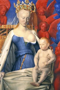 Den ammende jomfru i hermelinfrakke afbildet som Agnes Sorel - detalje - (efter Jomfruen af Antwerpen, af Jean Fouquet, ca. 1452-1455)