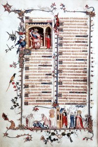 Ms Lat 10483 fol.24v David før Saul, fra Belleville Breviary, c.1323-26 (vellum) af Jean (studio of) Pucelle
