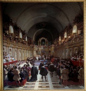 Generalstaterne i Paris 27. oktober 1614 Forsamlingen blev afholdt i Louvre, kong Ludvig XIII præsiderede den sammen med sin mor Marie de Medicis. Maleri af Jean Alaux (1786-1864), dit le Romain