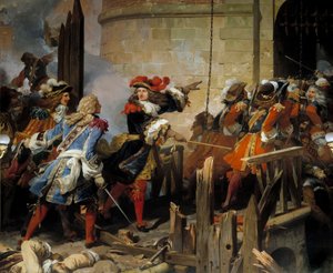 Storm of Valencia af Louis XIV (1638-1715) den 17/03/1677 Vauban leder de militære operationer. Maleri af Jean Alaux siger den romerske (1786-1864) 1837 Søn. 4,15x4,65 m - Valenciennes stormet af Ludvig XIV (1638-1715) den 17. marts 1677. Vauban leder mili